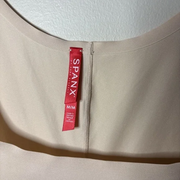 SPANX Thinstincts Open Bust Mid Thigh Bodysuit Shapewear Beige Medium M - Picture 3 of 6